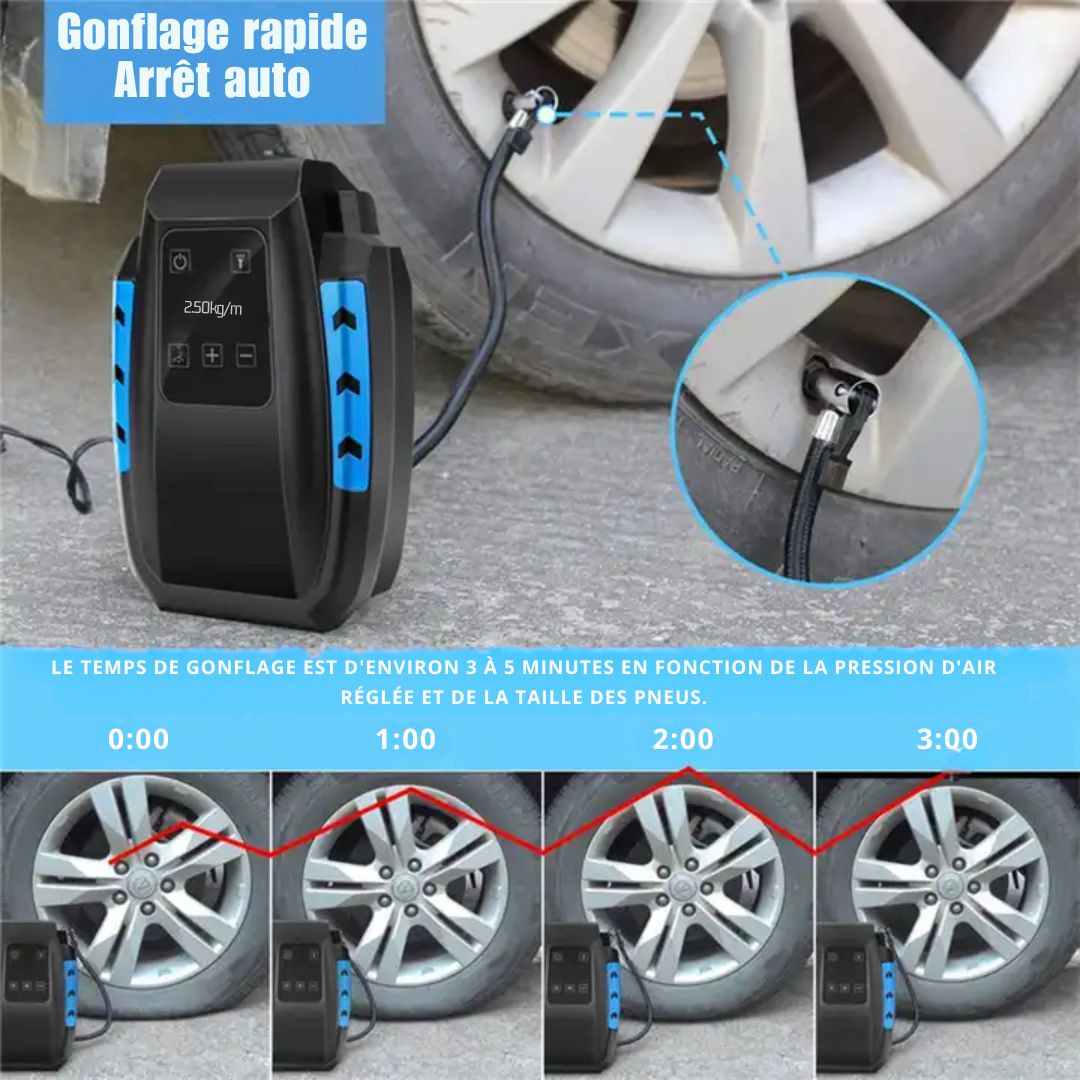 Gonfleur pneu voiture – Compresseur d'air 12V portable 120W avec lampe LED  – OBD2 – Diagnostic automobile et voyant moteur