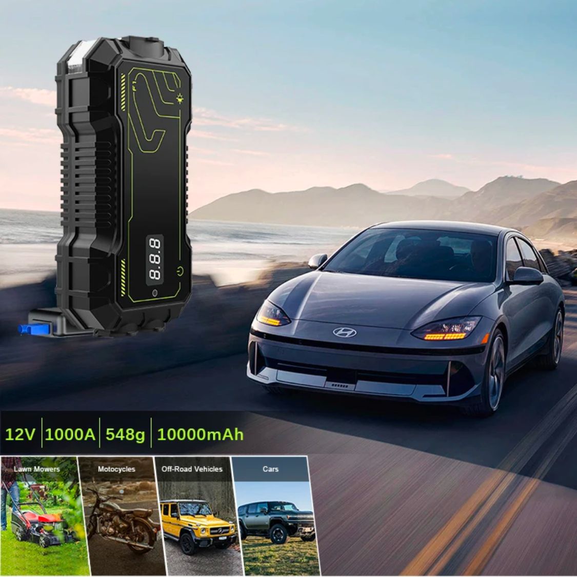 Booster de Batterie de Voiture 12 volts – 10000mAh – Puissance et Fiabilité  Assurées – OBD2 – Diagnostic automobile et voyant moteur